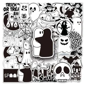 50pcs Halloween Stickers, Premium Skull Stickers, Perfect for Scrapbooks Journals Laptops Water Bottles Cars, Positive Message Gift Design