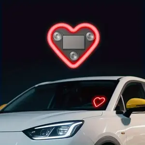 Solar Power LED Heart Shaped Car Light 3 Flashing Modes USB Rechargeable Pink Night Light for Women's Car Decoration Christmas Gift Interior Lighting