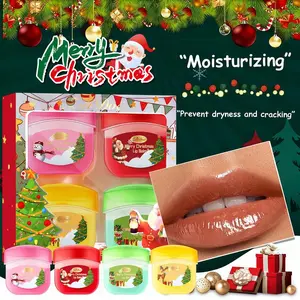 Christmas Moisturizing Lip Mask Collection 4 Pieces Exfoliates Nourishes Soft Plump Radiant Lips Prevents Dryness Cracking Ideal Gift Set Nourishing