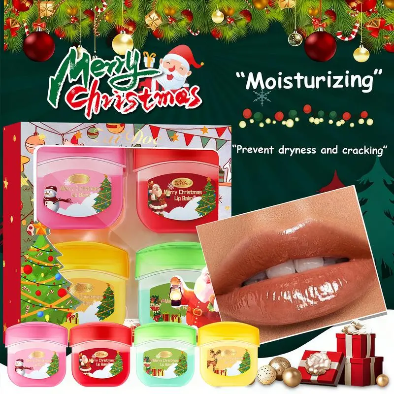 Zaidoc Christmas 4pcs Moisturizing Lip Mask Multi-Pack, Exfoliate & Nourish, Softens, Plumps, Boosts Radiance, Prevents Dryness & Cracking, Ideal Beauty Gift Set (Lip Treatment for Skincare)