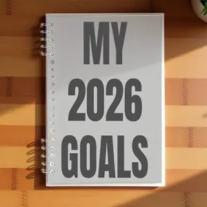 MY 2026 GOALS Notebook, A5 Size, Lined Pages, Light Gray Background with Bold Black Text, Perfect for Office Planning, Premium Paper Material, Ideal for Adults, Boosts Productivity & Goal - Tracking, Trendy Office Stationery