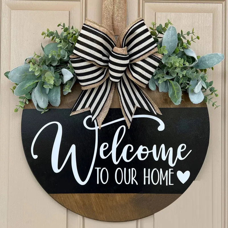 Welcome To Our Home Letter Pattern Round Hanging Sign, Modern Hanging Decor for Home Front Door, Wall Decor for Living Room Bedroom, Home Decoration, Home Decor Products