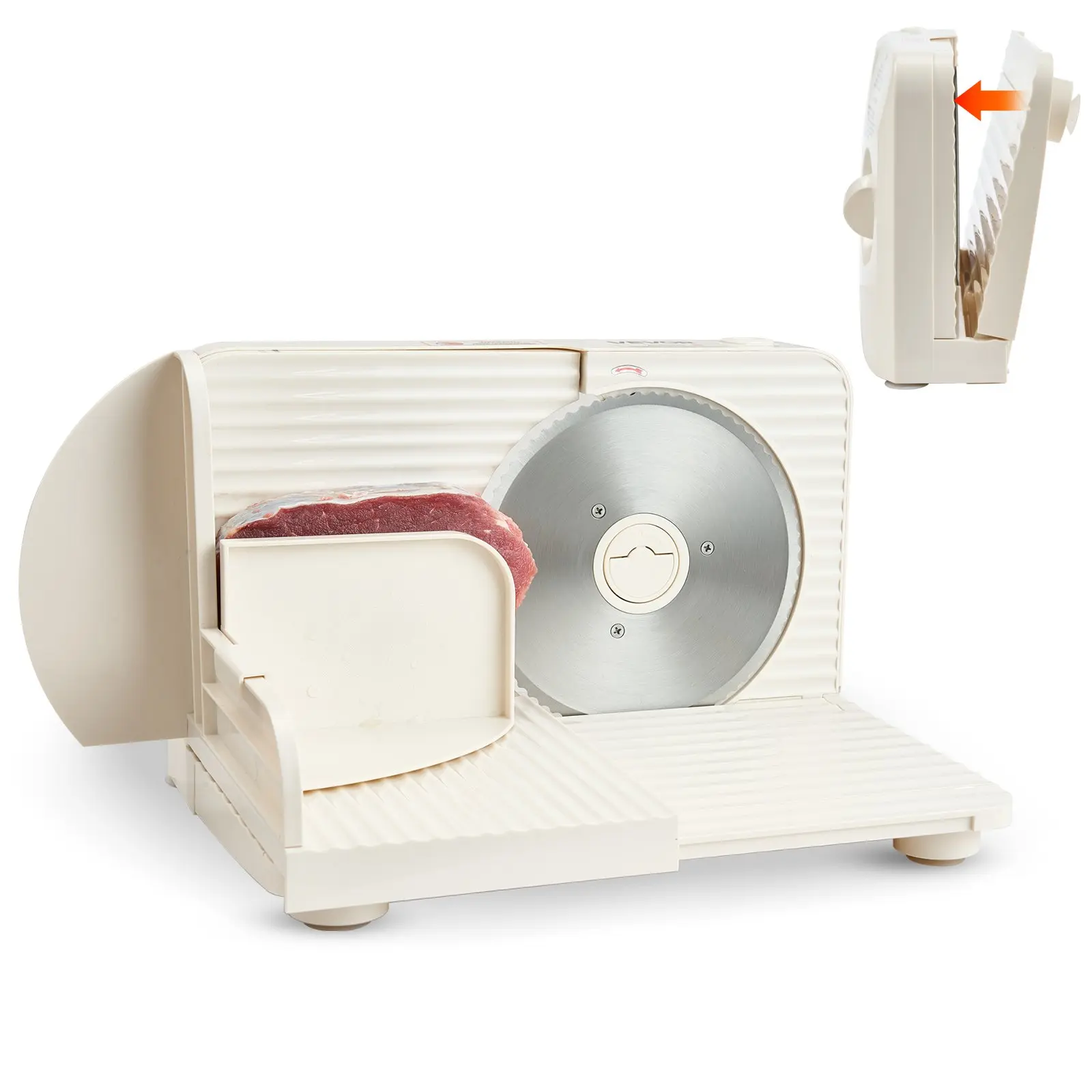 VEVOR Electric Meat Slicer, 6.7" Foldable Cutter with 60-90 rpm Blade, Dual Security Lock, Comprehensive Security Guard, 0-0.59" Adjustable Thickness, 180W Easy-to-Clean Home Tool (13.07x11.02x8.27 in, 4.08 lbs) for Frozen Meat, Ham, Efficient Meat Cuttin