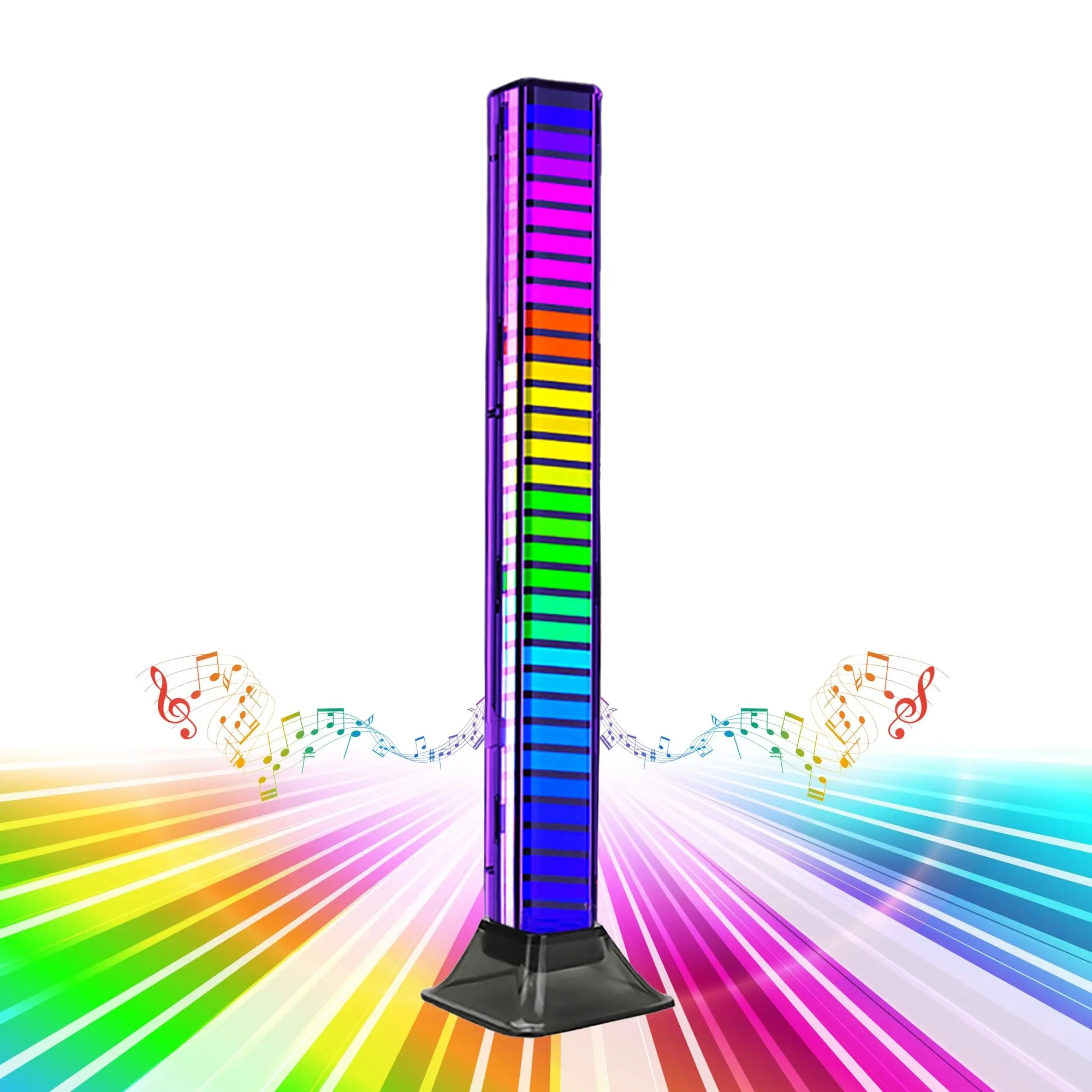 RGB LED Light Bar with Base, USB-Powered Car Decorative Light - 16 Dynamic Colors, Music Synchronization, Ambient Glow for Gamer Stuff, Computer Setups
