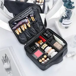 Travel Makeup Bag Organizer, Portable Cosmetic Box with Dividers and Handle, Beauty Storage Case, Essential Travel Accessories