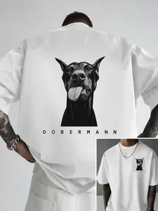 Men's Animal Print T-Shirt, Back Dalmatian Dog Design, Breathable Fitted Casual Wear, Summer Top, All Seasons