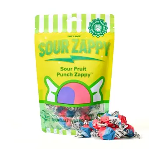 Taffy Shop, SOUR Fruit Punch Zappy Salt Water Taffy - Gourmet Soft, Sweet & Tangy Candy