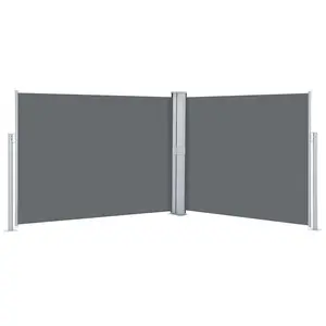 vidaXL Retractable Side Awning, Folding Privacy Screen with Double Side, Outdoor Divider Wall Patio Awning for Deck Porch, Anthracite 55.1"x393.7 48486