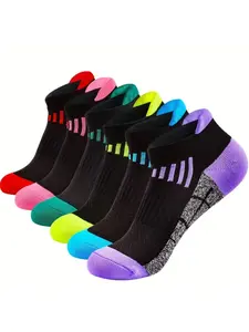 6 Pairs Women's Sports Socks, Short Cuff Training Socks, Striped Design, Ideal for Running and Exercise, Comfortable and Durable