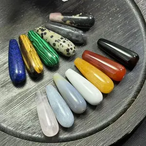 10×30 mm Natural Stone Drilled Teardrop Beads, Multi-Color DIY Jewelry Making Components, Bracelet & Necklace Stringing Materials for Handmade Enthusiasts