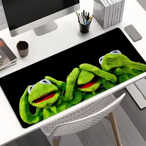 Funny Kermit the Frog Fun Style Extended Gaming Desk Mat, Fun Funny Desktop Decoration mouse pad, Rubber Non-Slip Lock Edge Multi-Sized Pad, Suitable For Laptop Desktop Gaming Work Home, Ideal Fun Funny Gift For Family And Friends