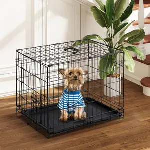 24 inch Single door Dog Cage - durable metal pet kennel, secure lock, collapsible design, removable tray for easy cleaning, portable puppy cage,30 inch,Easy to Clean with Removable Tray,Easy to Clean with Removable Tray