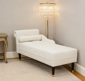 White Fluffy Fabric Living Room Single Sofa & Nap Lounger