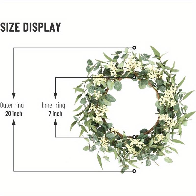 1pcs Timeless White Peony Wreath with Green Leaves – Versatile Fall and Winter Wreath for Halloween, Thanksgiving, Christmas | Sturdy Plastic Outdoor Holiday Decor