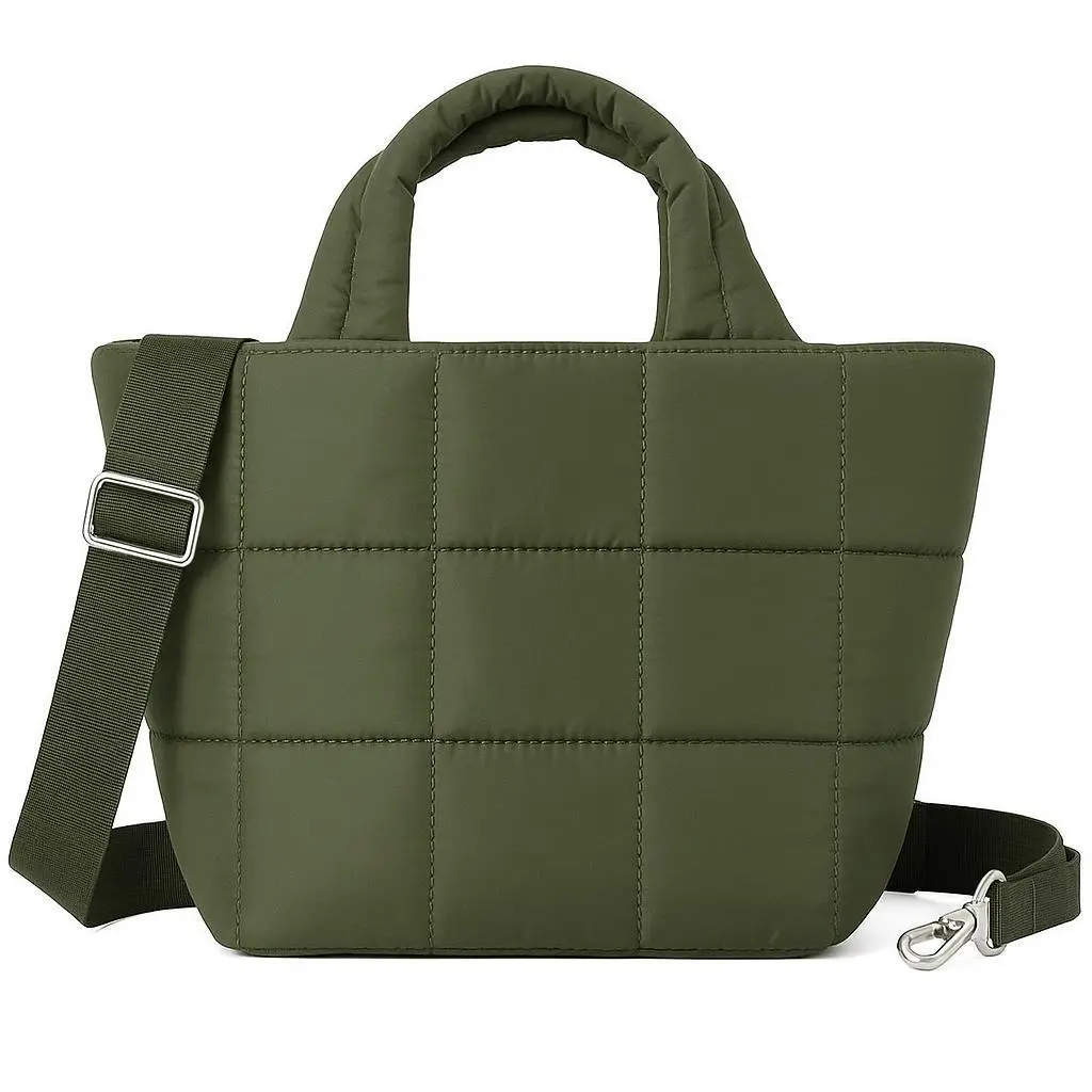 Quilted Down Bags Quilted Tote Bag Small Puffer Crossbody Bag for Women Lightweight Nylon Puffy Handbag with Adjustable Strap
