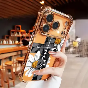 Faith Cross with Daisies Print Soft Case for  iPhone 16 16e 17 Air 15 14 13 12 11 Pro Max Plus X XS Four-corner Thickened Shockproof Drop Protection Rugged Durable Silicone Cover