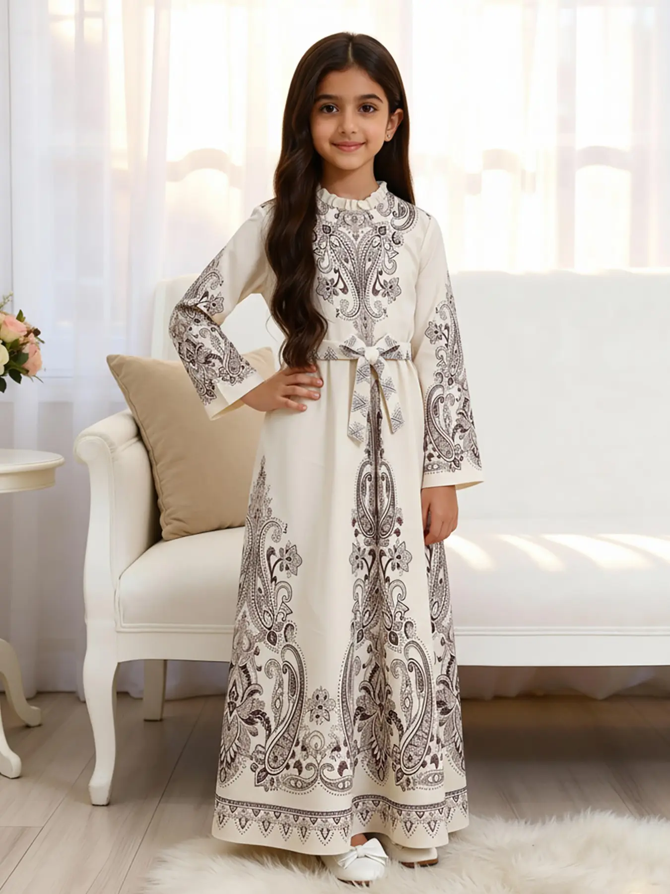 sachin and babi light blue dress Floral Embroidery Long Sleeve Tie Waist Dress – Lela Rose main image 1