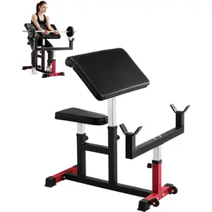 VEVOR Preacher Curl Bench, Strength Training Biceps Machine, Max load 440 LBS Home Gym Equipment, Seated Arm Isolated Barbell Dumbbell Bicep Station, Adjustable Weight Benches for Home GymSummervibes