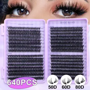 640pcs False Eyelash Extension Set, High Capacity, 50D/60D/80D, D Curl, Fluffy, DIY, Daily Use, Party, Travel, Gift, Diy Eyelash Extensions