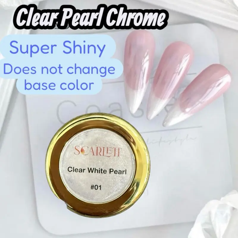 Tráng gương trong suốt Super Clear Glass Pearl Chrome Powder- 2 grams each jar nail care nail art acrylic nail chrome nail y2k nails ultra shiny