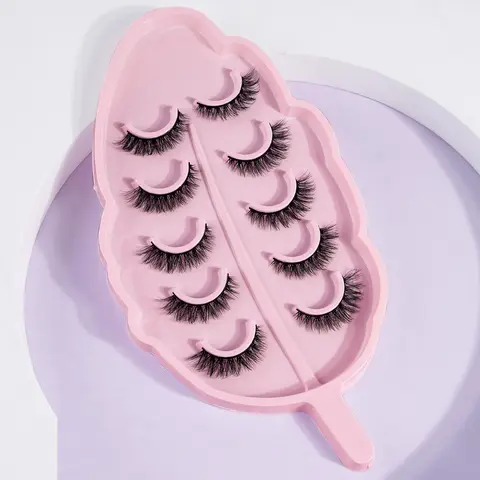 Fluffy False Eyelashes, Lightweight 5 Pairs Wispy Natural Curling Eye Makeup Strip Lashes, Full Volumized False Eyelashes, False Eyelash Set, Voluminous False Eyelashes