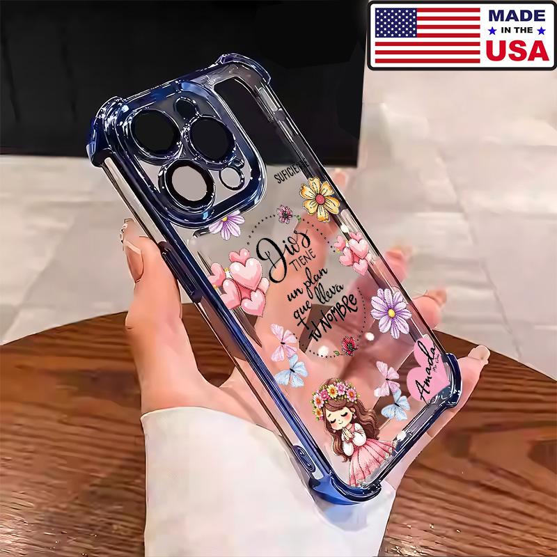 Customized Vintage Print Praying Little Girl Spanish Bible Verse Silicone TPU Phone Case - Shockproof Protection Cover, Aesthetic Accessory for iPhone 17/16/15/14/13/12 Plus Pro Max & Samsung 22/23/24/25 Plus Pro Max Ultra Smartphones