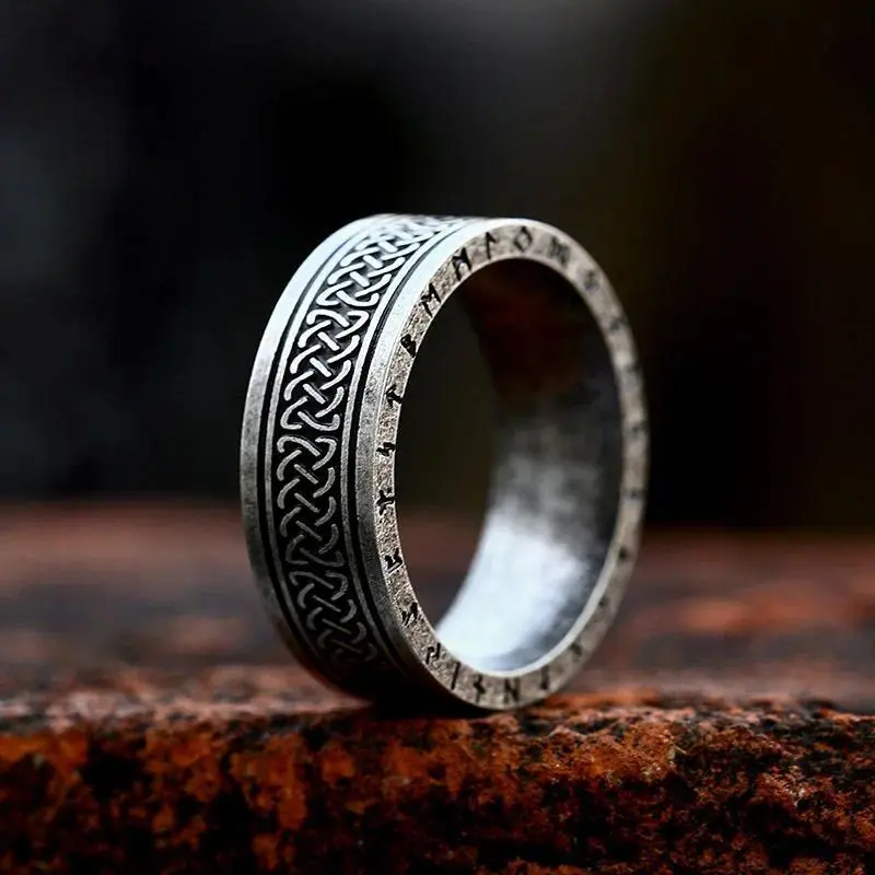 New Vintage Nordic Viking Rune Ring For Men Women Simple 316L Stainless Steel Viking Odin Letter Ring Retro Amulet Jewelry Gifts, Vintage Engagement Ring, Medieval Rings