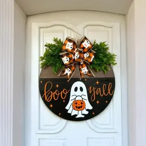 Halloween Ghost Pumpkin BOO Door Hanger, Festive Welcome Sign for Home Decor, Perfect for Living Room, Bar, Garden & Office