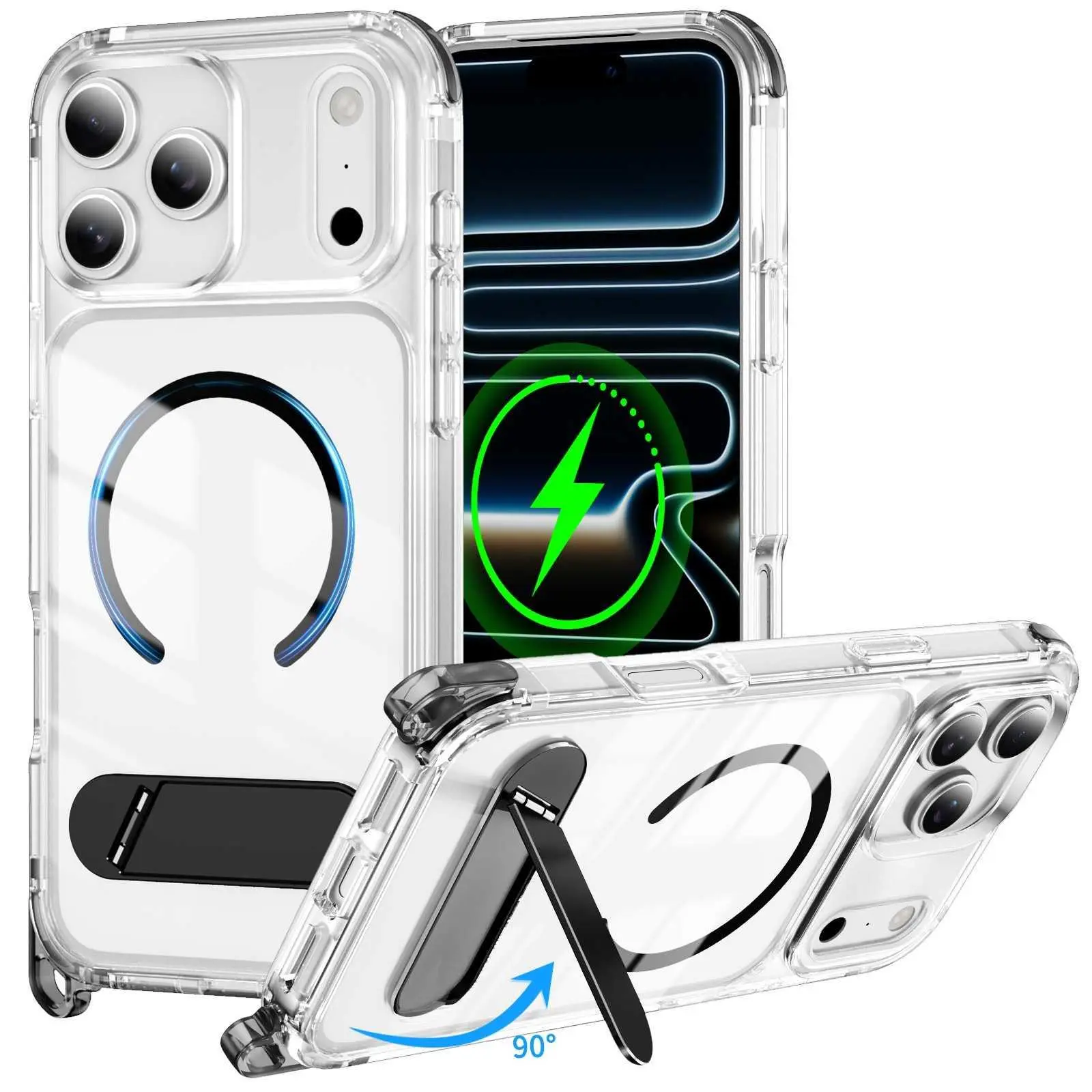 Compatible With iPhone 18 Pro Max Shield Magnetic Stand Phone Case Compatible With iPhone 17 Pro Anti-Drop Compatible With iPhone 16 Cover Compatible With iPhone 14 HNAI11