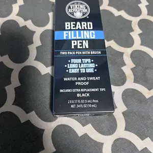 Viking Revolution Beard Filling Pen 2-Pack with Brush Waterproof Long-Lasting for Men Includes 4 Replacement Tips Black Brown Light Reddish Brown