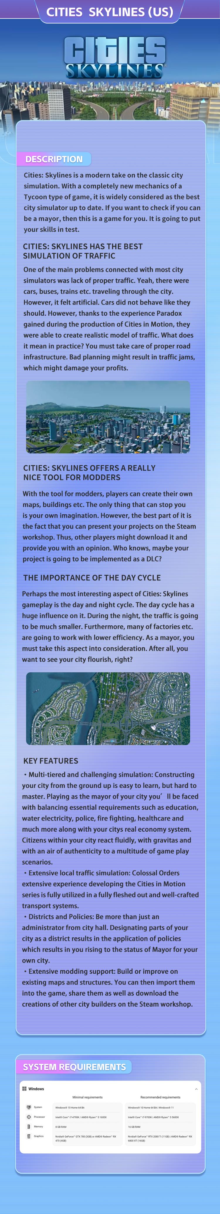 Cities: Skylines (US) Steam Genuine Key - Crimson Desert Activation Code Included