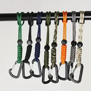 Camp Anti-Loss Umbrella Rope, Emergency Key Lanyard, Outdoor Safety Strap, Wristlet Car Key Holder, Braided Hanging Cord, Bag Pendant Keychain
