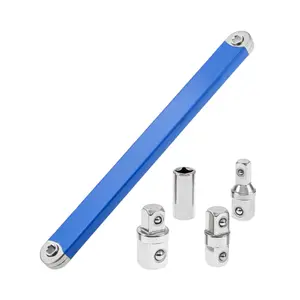 3/8 Inch Extended Offset Impact-Ready Socket Wrench Set, with 1/4", 3/8", 1/2" Square Drive Adapters & 1/4" Socket, Tools for Mechanics for Automotive Repairs