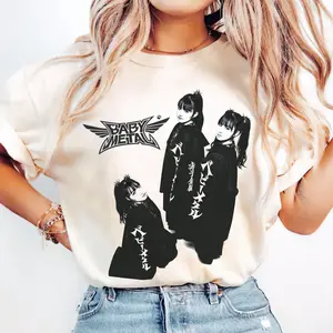BABYMETAL Vintage Tee - World Tour 2026 Shirt, Cyber Neon Anime Metal Vibes, Fox Mask Graphic, TikTok Trend Style