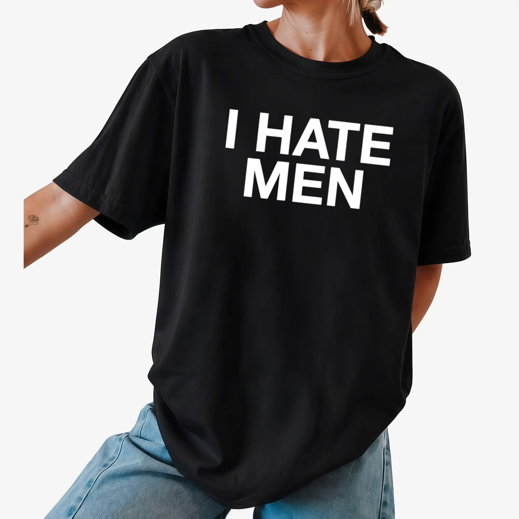 I Hate Men Tee Y2K Funny Quote Edgy Iconic Sassy Sarcastic Chaotic Witty Unhinged Phrase Slogan Shirt