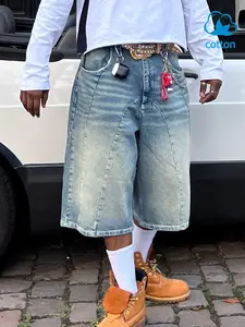 Men's Straight Leg Denim Jeans, Casual Loose Fit Seven-Quarter Pants, Comfortable Fashion Design, Suitable for All Seasons