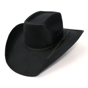Black Felt Finish Western Wide Cattleman Hat with Black Hat Band