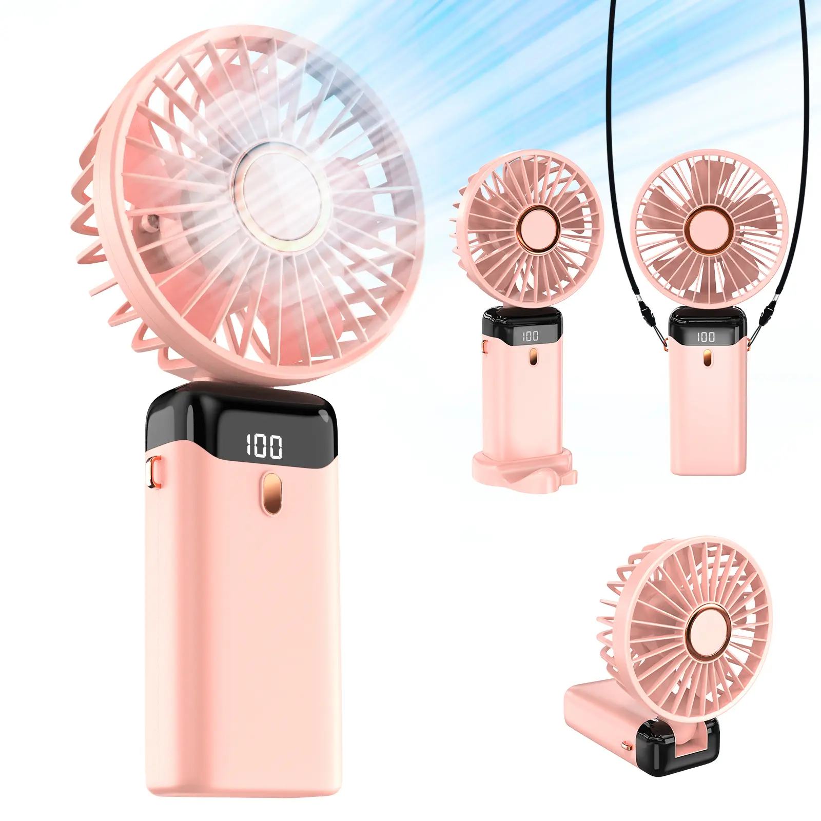 Portable Handheld Fan - Mini, Foldable, USB Rechargeable, ldeal for Travel & Outdoor Activities