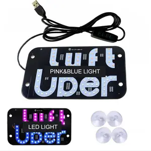 Car Interior Stickers Light Signs for Car, Glow Green Led Sign for Car Windshield, Decal Stickers with Suction Cups Flashing Hook Cab Indicator Illuminated Sign Decor, Switch Control by USB, Fit All Cars