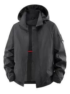 Men's Hooded Windproof Casual Jacket, Zippered Jacket, Zip Up Jackets, Durable Lightweight Outdoor Gear, Perfect for Hiking and Camping, Comfortable Fitted Design, Casual Pocket Outerwear