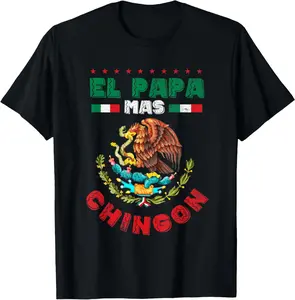 El Papa Mas Chingon Graphic T-Shirt for Men - 100% Pure Cotton, Short Sleeve, Crew Neck, Fitted Style, Breathable Fabric, Made in USA