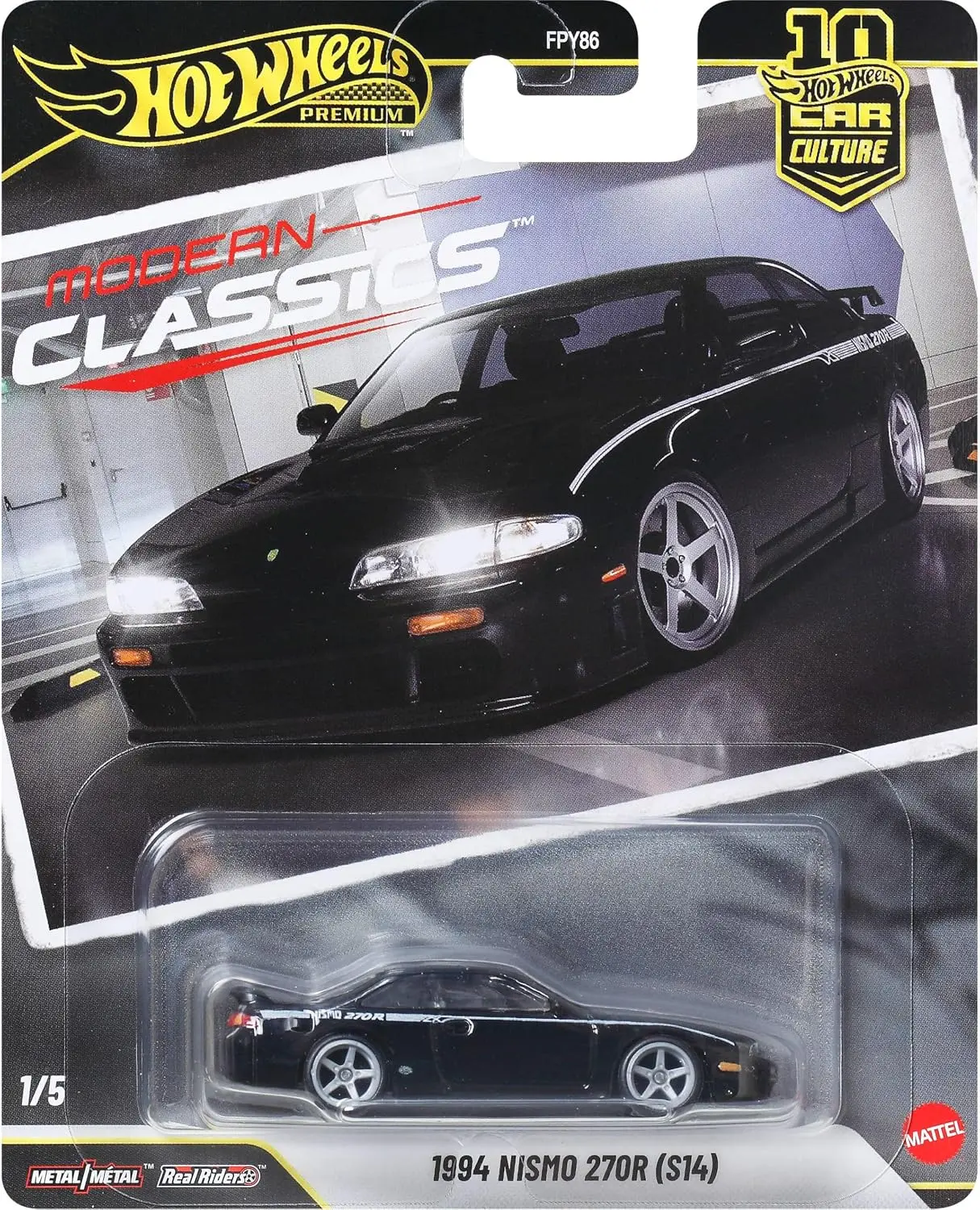 Hot Wheels Premium Car Culture Modern Classics 1994 NISMO 270R (S14), Real Riders Tires & Metal/Metal Body & Chassis,