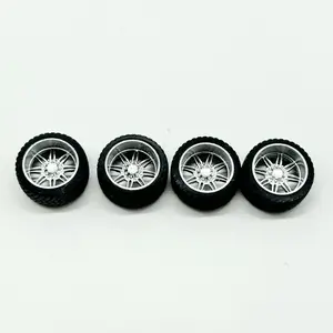 15mm Chrome KG1 Forged "Aristo" 3D Truck Wheels - Set of Four Black Tires with Silver Spokes