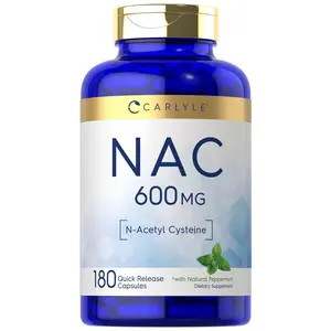 Carlyle NAC N-Acetyl Cysteine 600mg | 180 Capsules | with Peppermint | Free Form Supplement | Non-GMO, Gluten Free