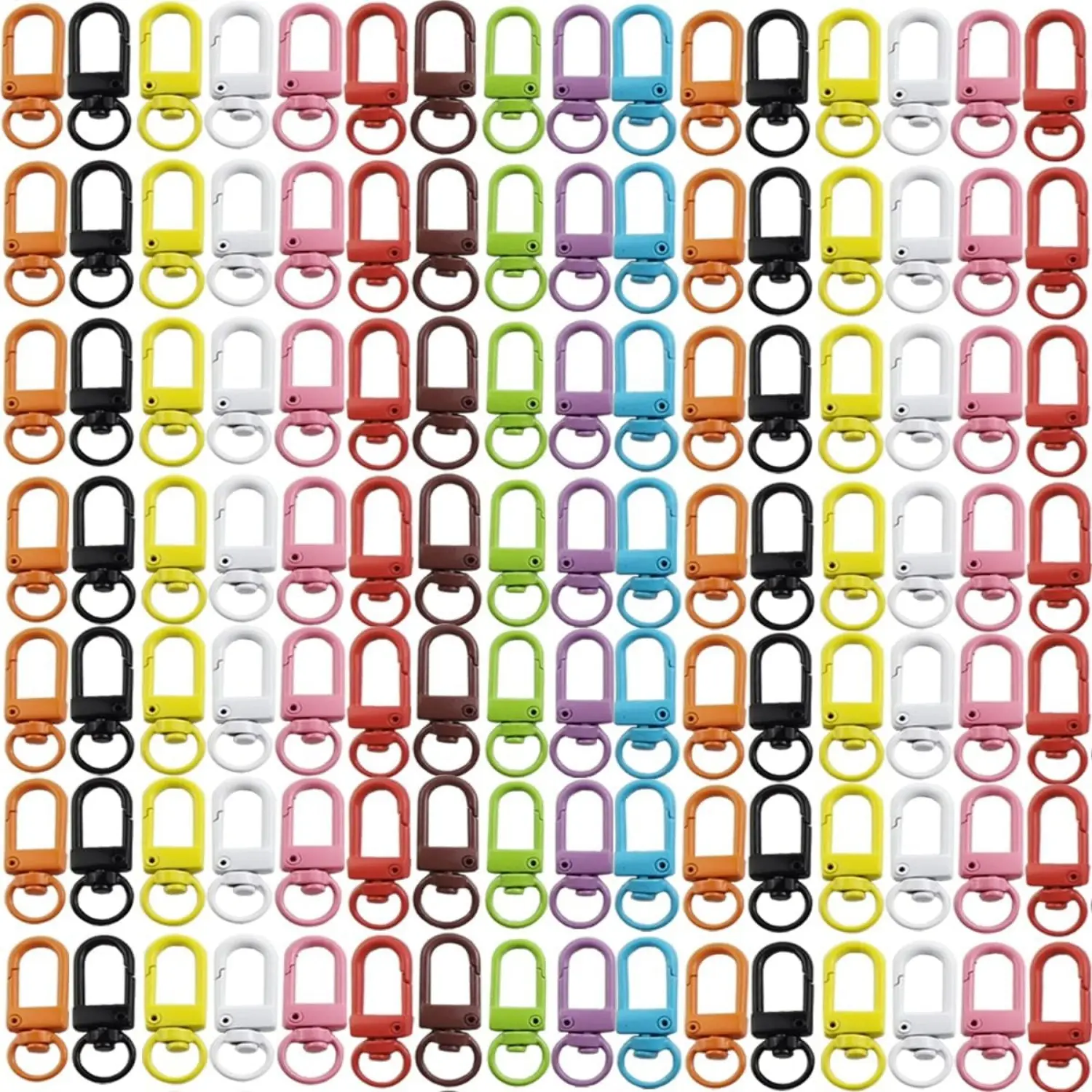100Pcs 10-Color Metal Lobster Claw Clasps - 360° Rotate Swivel Lanyard Trigger Snap Hooks with Key Rings for Purse, DIY Jewelry Making - Home Improvement Supplies