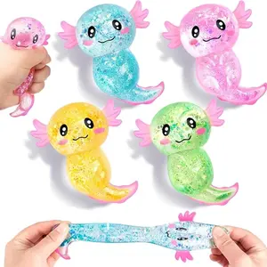 4pcs - Soft and stretchy sensory squeeze toy, filled with malt sugar, elastic fingertip ball, cute long tail design, durable and not easy to tear, adult soothing and stress relieving sensory toy, graduation birthday party gift