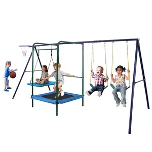 SAVEYOUR Premium 4-in-1 Multi-functional Play Swing Set, Multi-game Combined Design, Weather-resistant Solid Frame, Safe and Fun Interactive Play Equipment  Daily Outdoor Activity