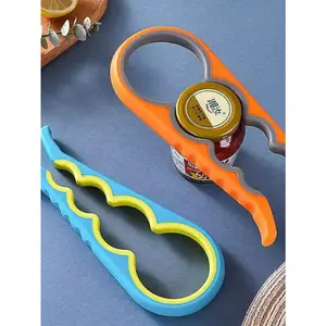 4-In-1 Multi-Function Can Opener Bottle Opener Easy Grip Kitchen Gadget With Non-Slip Handle Effortless Jar Lid Remover For Seniors Women Manual Open Tool For Cans Jars Bottles Blue ABS jaropener tool