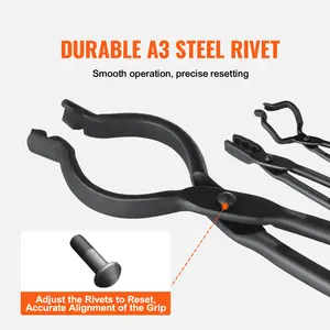 VEVOR Blacksmith Tongs, 18" 3 PCS, V-Bit Bolt Tongs, Wolf Jaw Tongs and Z V-Bit Tongs, Carbon Steel Forge Tongs with A3 Steel Rivets, for Beginner and Seasoned Blacksmiths, Bladesmiths and Craftsmen