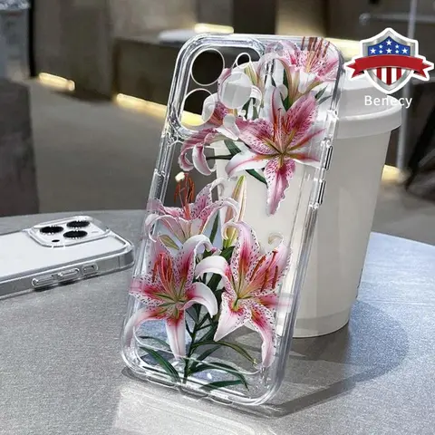 Pink Lily 1.2mm Silicone TPU Casing for Multi-Model iPhones - iPhone 17 Pro Max, 16, 15, 14 Plus, 14 Pro, 13, 12, 11, Air, XR, X, XS Plus - Non-Yellowing Crystal, Slim, Shockproof Drop-Proof Smartphone Protector Accessory